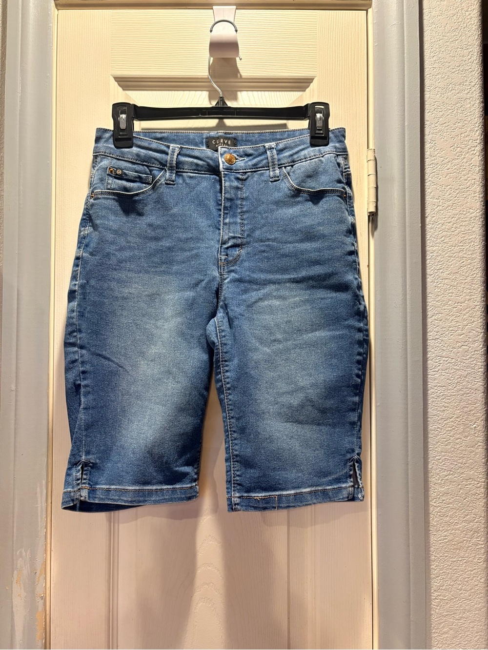 Women’s Light Blue Denim Knee-Length Shorts